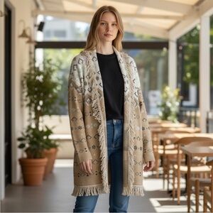 NWT LUCKY BRAND  Southwest Print Open Front Tie Cardigan Sweater Womens S